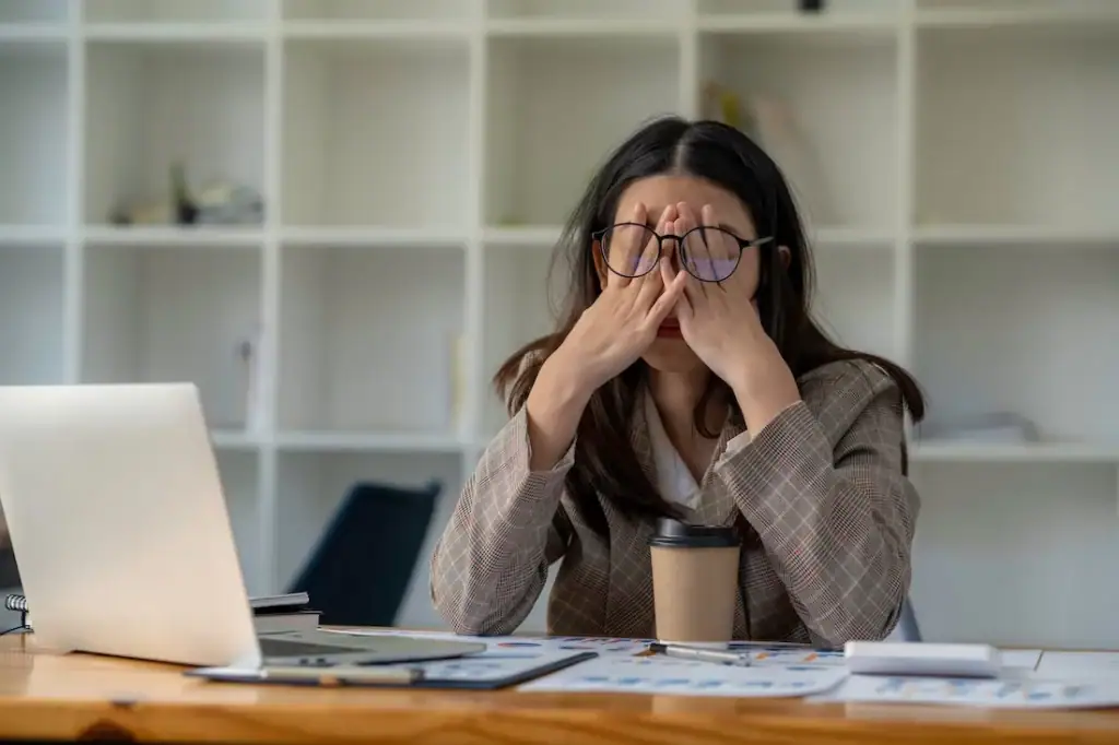 A person deals with stress.